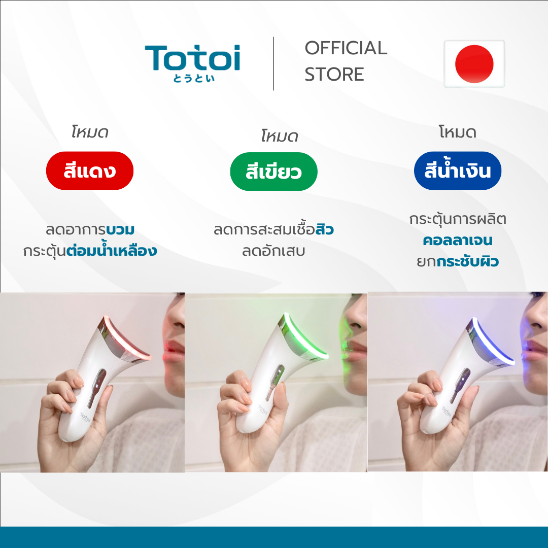 TOTOI Face & Neck Lifter - เครื่องยกกระชับหน้าและคอ - 3 Mode Light Therapy ลดการบวม ซ่าเชื้อเกิดสิว ยกกระชับผิว