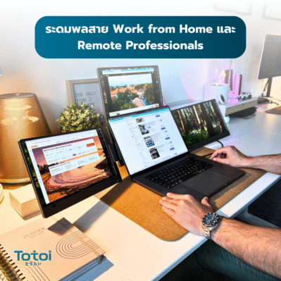 TOTOI Triple Pro Monitor - จอเสริมโน้ตบุ๊ก 3 จอ พกพาได้ 14 นิ้ว ใช้ได้กับ Mac/Windows จอพับได้ - Aluminium แข็งแรงเบา